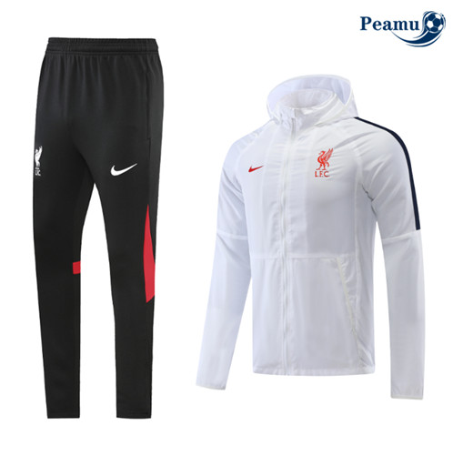 Peamu: Novo Camisola Futebol Windrunner Fato de Treino Liverpool Branco 2022-2023