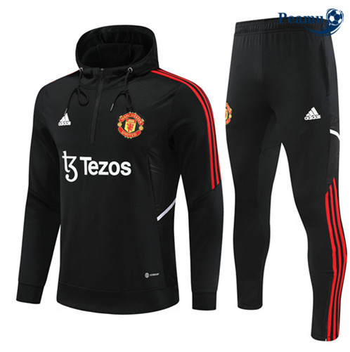 Peamu: Venda Camisola Futebol Fato de Treino Manchester United com capuz Preto 2022-2023