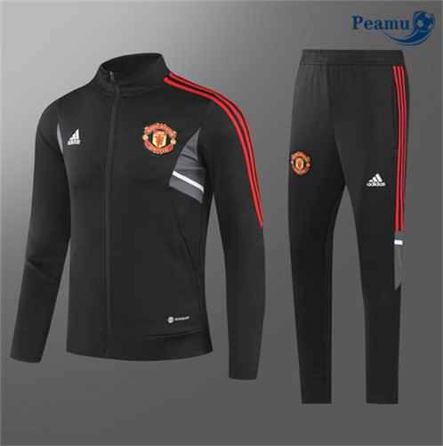 Peamu: Novo Camisola Futebol Casaco de Fato de Treino Manchester United Preto 2022-2023