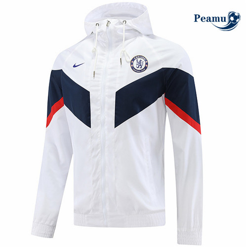 Peamu: Novo Camisola Futebol Jaqueta Windrunner Futebol Chelsea Branco 2022-2023