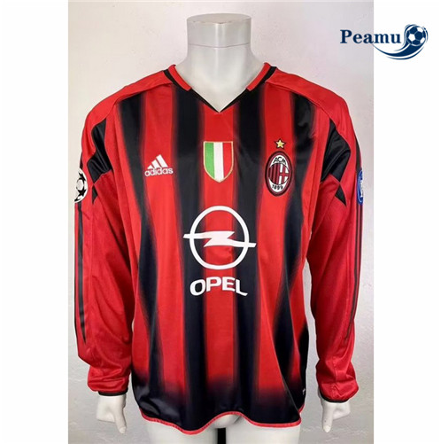 Peamu: Venda Camisola Futebol Retrô AC Milan Principal Equipamento Manga Larga 2004-05