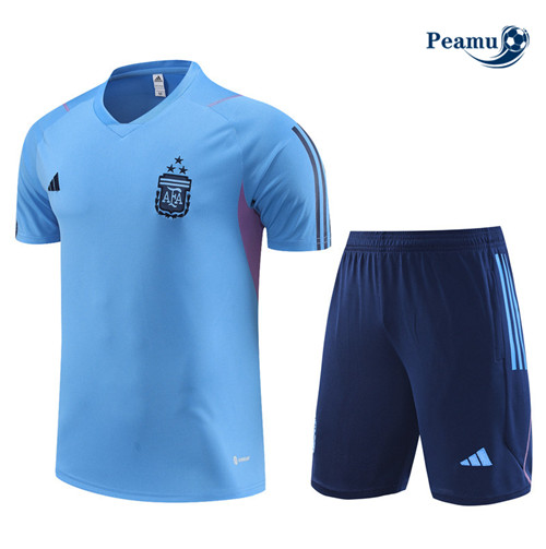 Ofertas Camisola Kit Equipamento Training Argentina Criancas + Shorts Azul 2023-2024