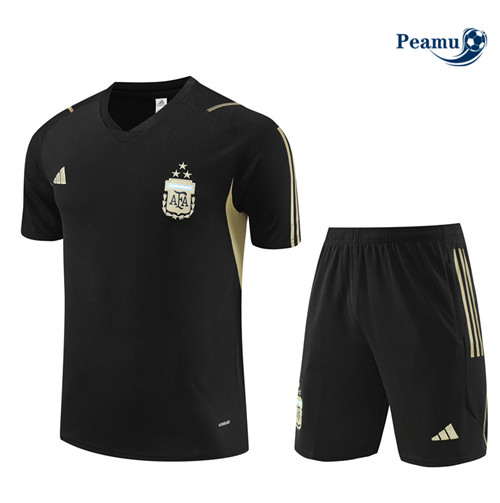 Cria Camisola Kit Equipamento Training Argentina + Shorts Preto 2023-2024