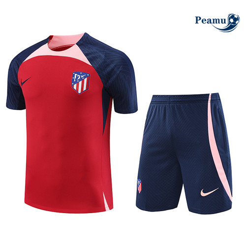 Novo Camisola Kit Equipamento Training Atletico Madrid + Shorts Vermelho 2023-2024