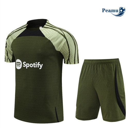 Oferta Camisola Kit Equipamento Training Barcelona + Shorts Ejercito verde 2023-2024