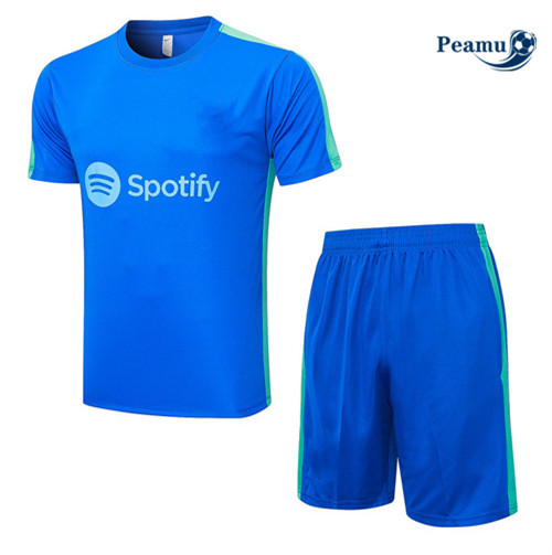 Todos Camisola Kit Equipamento Training Barcelona + Shorts Azul 2023-2024