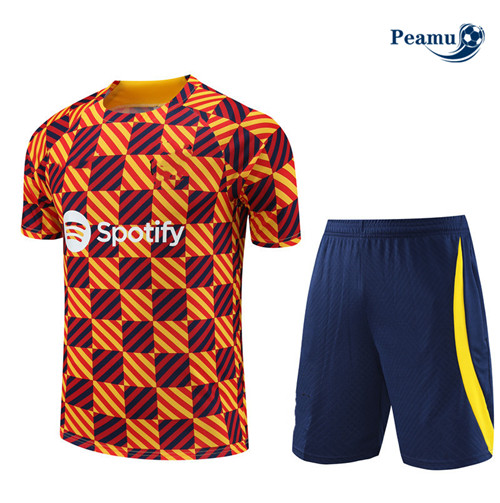 Oferta Camisola Kit Equipamento Training Barcelona + Shorts Laranja 2023-2024