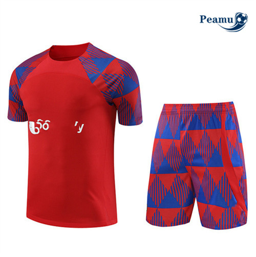 Todos Camisola Kit Equipamento Training Barcelona + Shorts Vermelho 2023-2024