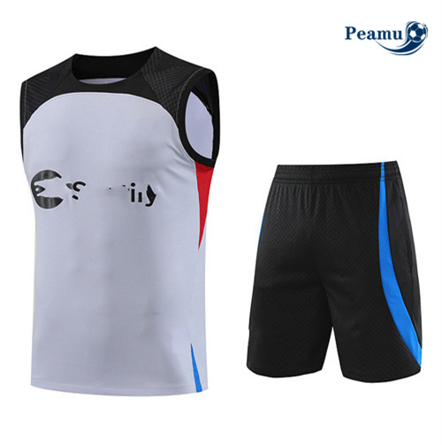 Criar Camisola Kit Equipamento Training Barcelona Colete + Shorts Cinza 2023-2024