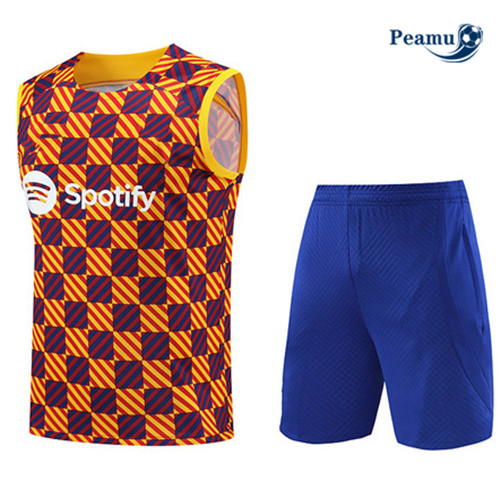 tomada Camisola Kit Equipamento Training Barcelona Colete + Shorts Laranja 2023-2024