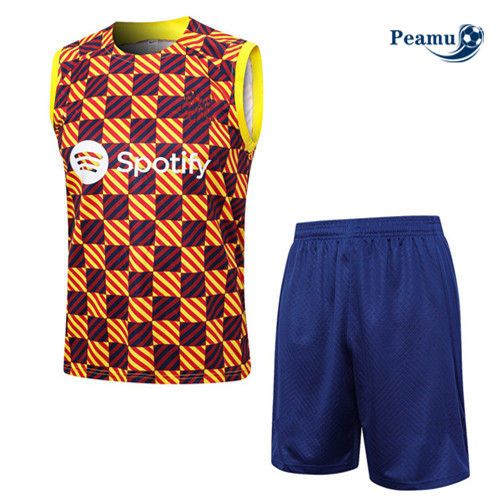 Cria Camisola Kit Equipamento Training Barcelona Colete + Shorts Laranja 2023-2024