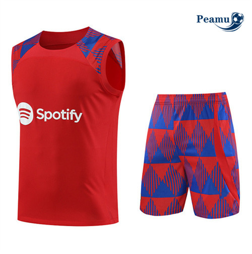 Procurar Camisola Kit Equipamento Training Barcelona Colete + Shorts Vermelho 2023-2024