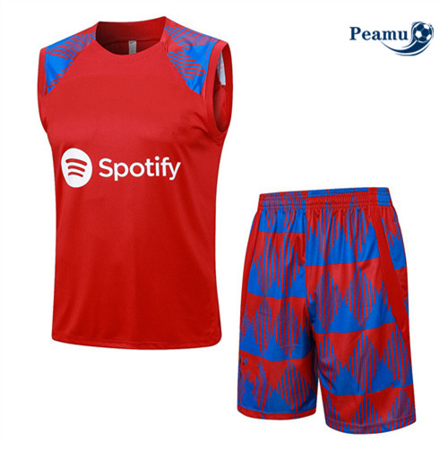 Ofertas Camisola Kit Equipamento Training Barcelona Colete + Shorts Vermelho 2023-2024