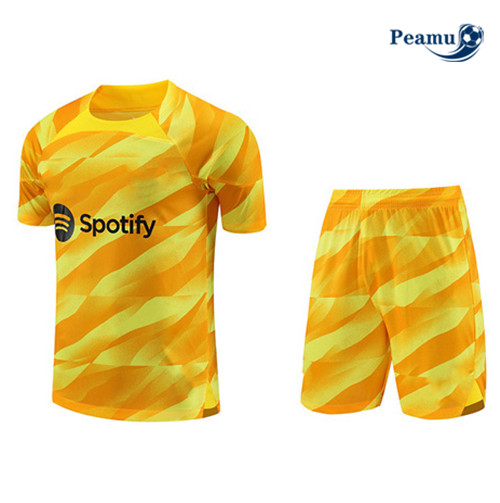 Criar Camisola Kit Equipamento Training Gardien de but Barcelona + Shorts Amarelo 2023-2024