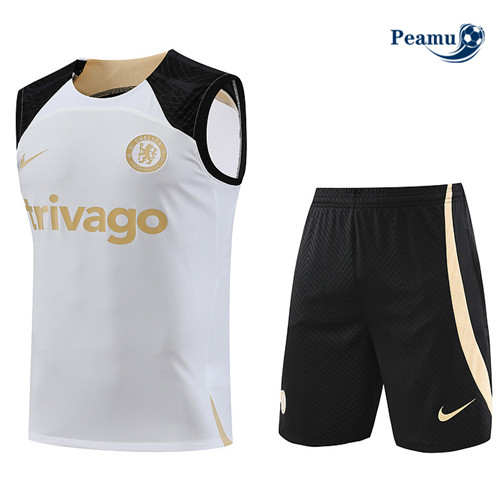 Loja Camisola Kit Equipamento Training Chelsea Colete + Shorts Branco 2023-2024