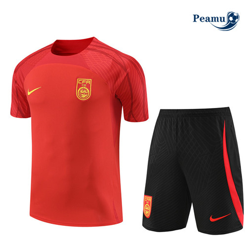 Criar Camisola Kit Equipamento Training Chine Criancas + Shorts Vermelho 2023-2024