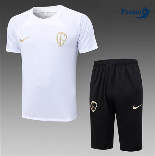 Loja Camisola Kit Equipamento Training Corinthians + Shorts Branco 2023-2024