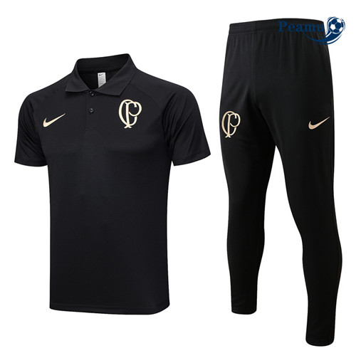 tomada Camisola Kit Equipamento Training Corinthians Polo + Pantalon Preto 2023-2024