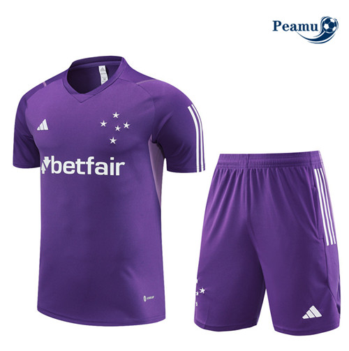 Criar Camisola Kit Equipamento Training Cruzeiro Criancas + Shorts Roxo 2023-2024