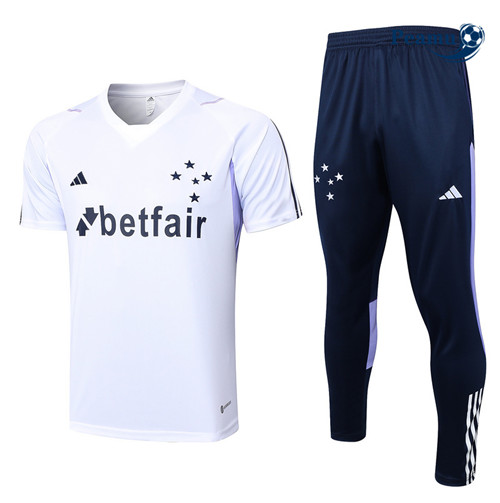 Novo Camisola Kit Equipamento Training Cruzeiro + Pantalon Branco 2023-2024