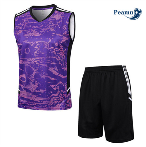 Cria Camisola Kit Equipamento Training Juventus Colete + Shorts Roxo 2023-2024