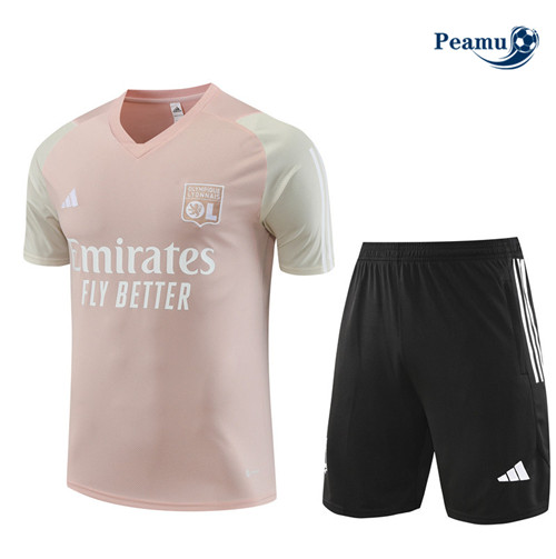 Oferta Camisola Kit Equipamento Training Lyon Criancas + Shorts Rosa 2023-2024