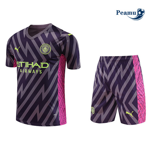 tomada Camisola Kit Equipamento Training Gardien de but Manchester City + Shorts Roxo 2023-2024