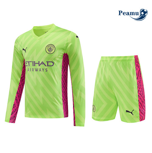 Todos Camisola Kit Equipamento Training Manchester City Manche Longue + Short Verde 2023-2024