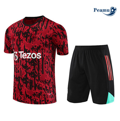 tomada Camisola Kit Equipamento Training Manchester United + Shorts Vermelho 2023-2024