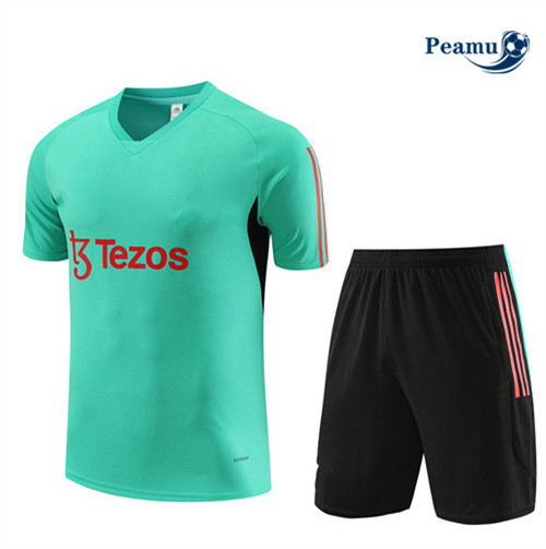 Cria Camisola Kit Equipamento Training Manchester United + Shorts Verde 2023-2024