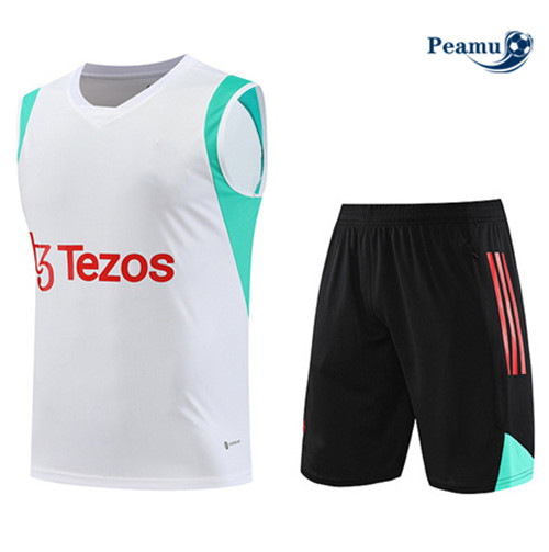 Ofertas Camisola Kit Equipamento Training Manchester United Colete + Shorts Branco 2023-2024