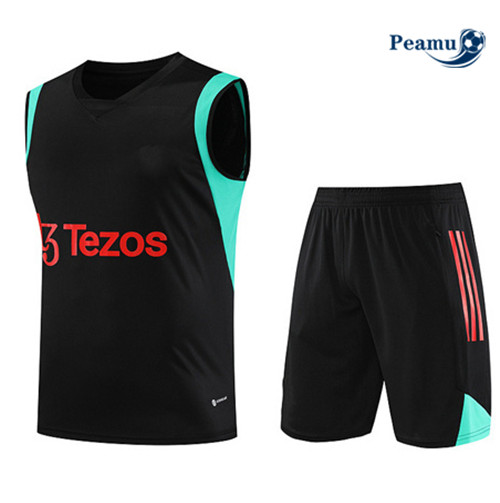 Novo Camisola Kit Equipamento Training Manchester United Colete + Shorts Preto 2023-2024