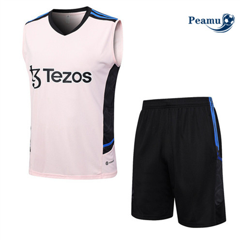 Projeto Camisola Kit Equipamento Training Manchester United Colete + Shorts Rosa 2023-2024