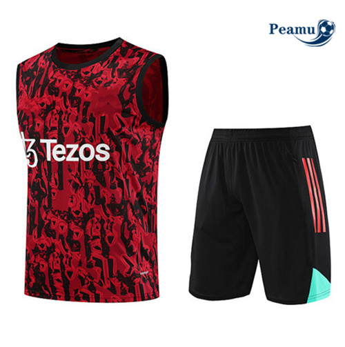 Oferta Camisola Kit Equipamento Training Manchester United Colete + Shorts Vermelho 2023-2024