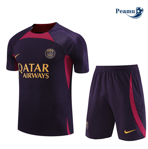 Criar Camisola Kit Equipamento Training PSG Criancas + Shorts Roxo 2023-2024