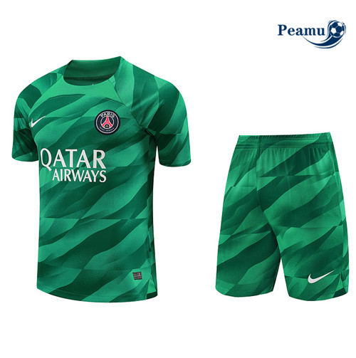 Todos Camisola Kit Equipamento Training Gardien de but PSG + Shorts Verde 2023-2024