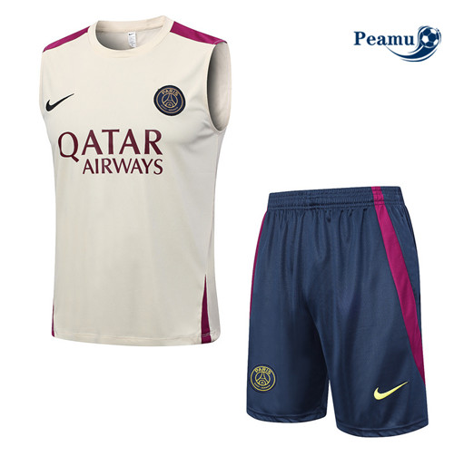 Novo Camisola Kit Equipamento Training PSG Colete + Shorts Caqui 2023-2024