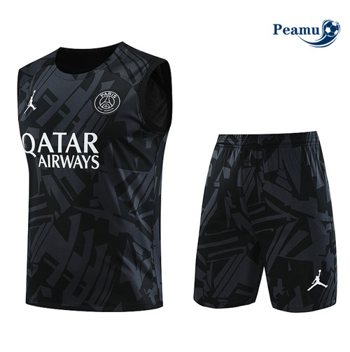 Projeto Camisola Kit Equipamento Training PSG Colete + Shorts Preto 2023-2024