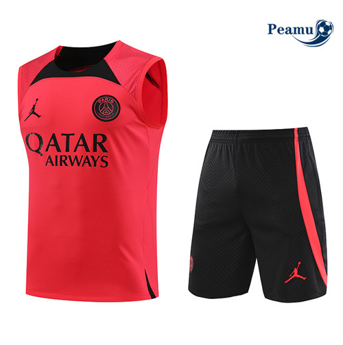 Réplicas Camisola Kit Equipamento Training PSG Colete + Shorts Vermelho 2023-2024