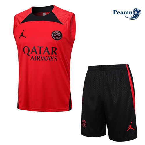 tomada Camisola Kit Equipamento Training PSG Colete + Shorts Vermelho 2023-2024