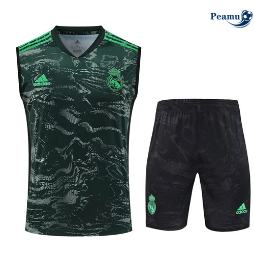 Todos Camisola Kit Equipamento Training Real Madrid Colete + Shorts Verde 2023-2024