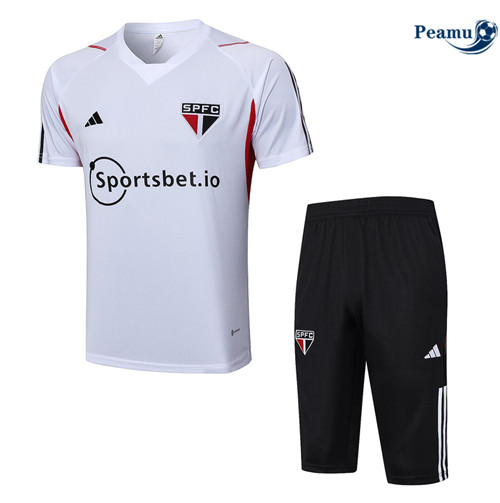Oferta Camisola Kit Equipamento Training Sao Paulo + Shorts Branco 2023-2024