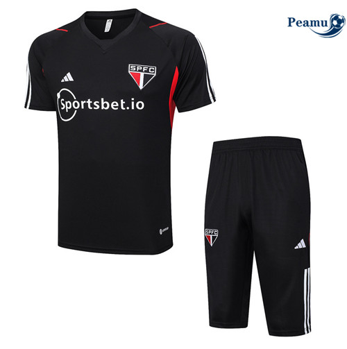 Cria Camisola Kit Equipamento Training Sao Paulo + Shorts Preto 2023-2024