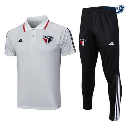 Oferta Camisola Kit Equipamento Training Sao Paulo Polo + Pantalon Cinza 2023-2024