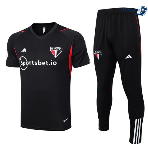 Cria Camisola Kit Equipamento Training Sao Paulo + Pantalon Preto 2023-2024