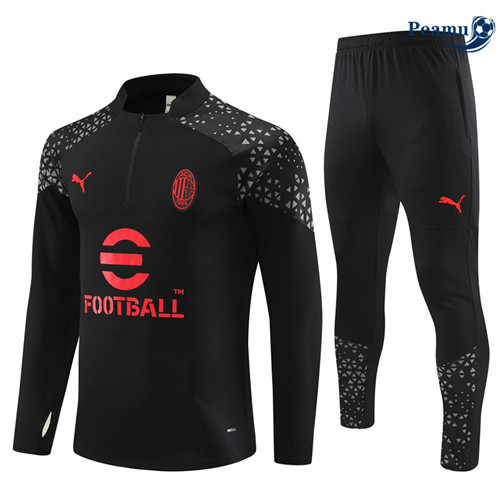 Projeto Camisola Casaco Fato de Treino AC Milan Preto 2023-2024