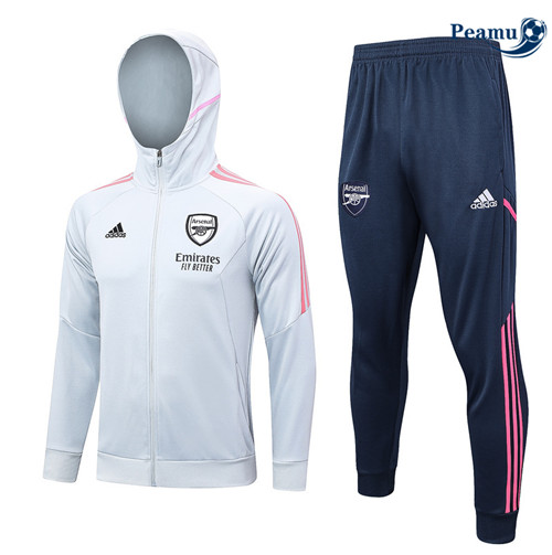 Réplicas Camisola Casaco Fato de Treino Arsenal com capuz Branco 2023-2024