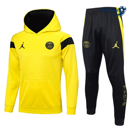 Novo Camisola Casaco Fato de Treino PSG com capuz Amarelo 2023-2024