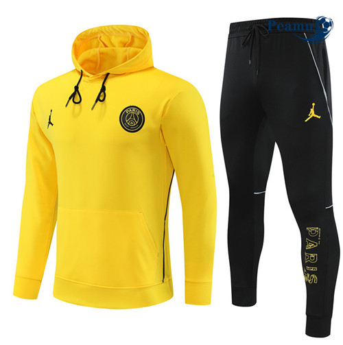 Projeto Camisola Casaco Fato de Treino PSG com capuz Amarelo 2023-2024