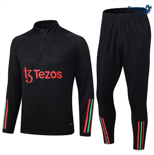 Projeto Camisola Casaco Fato de Treino Manchester United Criancas Preto 2023-2024